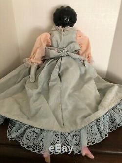 Old Victorian Ceramic Curly Hair Vintage China Doll 17.25 Tall