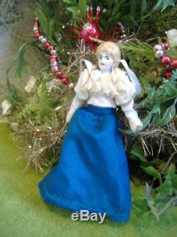 Old and lovely Antique vintage dollhouse miniature lady mother china doll