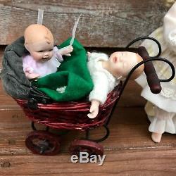 Ooak Phylliss Parkins + 3 One Of A Kind Severino Babies + Vintage Carriage