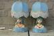 Pair Vintage Rare 1970 French Porcelain Doll Buste Lady Light Blue Table Lamps