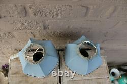 PAIR vintage rare 1970 french porcelain doll buste lady light blue table lamps