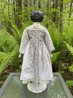 PORCELAIN DOLL 21 FINE CHINA SHOULDER HEAD ARMS and LEGS BLACK HAIR GERMAN