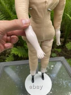 PORCELAIN DOLL 21 FINE CHINA SHOULDER HEAD ARMS and LEGS BLACK HAIR GERMAN