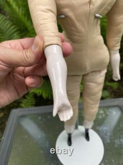 PORCELAIN DOLL 21 FINE CHINA SHOULDER HEAD ARMS and LEGS BLACK HAIR GERMAN