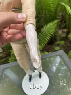 PORCELAIN DOLL 21 FINE CHINA SHOULDER HEAD ARMS and LEGS BLACK HAIR GERMAN