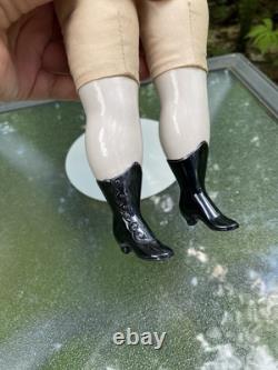 PORCELAIN DOLL 21 FINE CHINA SHOULDER HEAD ARMS and LEGS BLACK HAIR GERMAN