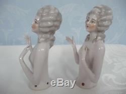 Pair Of Vintage German Half Dolls, Arms Away, Nice Hands, Molded Hair