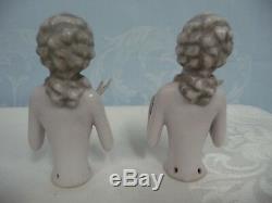 Pair Of Vintage German Half Dolls, Arms Away, Nice Hands, Molded Hair