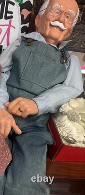 Pair Of William Wallace 32 Grandma & Grandpa Porcelain Farmer Dolls