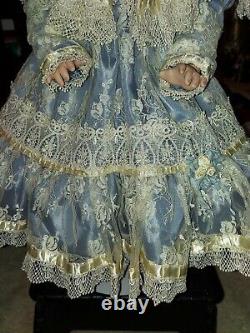 Pat Loveless 20 inch Antique French Reproduction Jumeau Doll Crystal Blue Ice