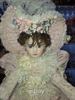 Pat Loveless Bebe Bru Pink And Peach Antique Reproduction Doll 22 Vintage 1996