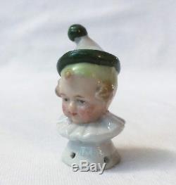 Pierrette Pierrot Pin Cushion Half Doll Lady Porcelain Germany Figurine Vtg