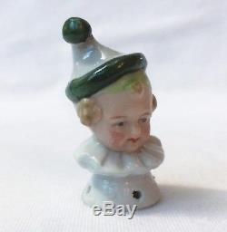 Pierrette Pierrot Pin Cushion Half Doll Lady Porcelain Germany Figurine Vtg