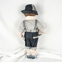 Porcelain Boy with His Fishing Gear Vintage Boy Doll