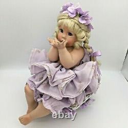 Porcelain Doll Cindy Marschner Rolfe VIOLET Purple Flowers Blonde Hair