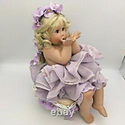 Porcelain Doll Cindy Marschner Rolfe VIOLET Purple Flowers Blonde Hair