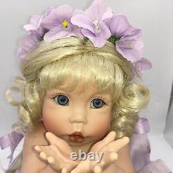 Porcelain Doll Cindy Marschner Rolfe VIOLET Purple Flowers Blonde Hair
