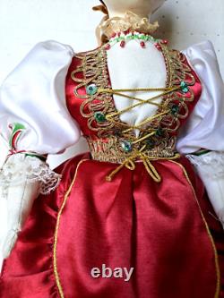 Porcelain Doll Hungarian Collectible Authentic Dress Handmade Large 21 Vintage