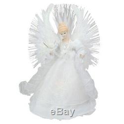 Porcelain Lighted Angel Christmas Tree Topper Doll Vintage Decoration White Home