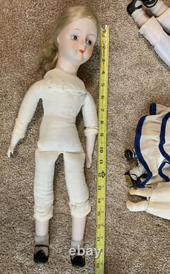 Porcelain Vintage Antique Dolls Lot of (4) + (1) 8 Hard Plastic Doll