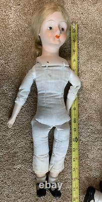 Porcelain Vintage Antique Dolls Lot of (4) + (1) 8 Hard Plastic Doll