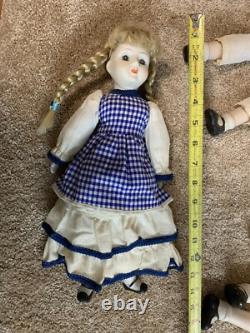 Porcelain Vintage Antique Dolls Lot of (4) + (1) 8 Hard Plastic Doll