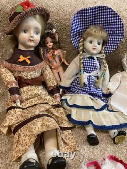 Porcelain Vintage Antique Dolls Lot of (4) + (1) 8 Hard Plastic Doll