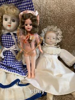 Porcelain Vintage Antique Dolls Lot of (4) + (1) 8 Hard Plastic Doll