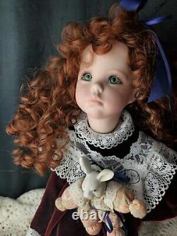 Porcelain doll Hillary Dianna Effner 18 inch brown hair green eyes velvet dress