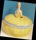 Powder Jar Box Vintage 1/2 Half Doll Lady Vanity Sunshine Yellow Porcelain