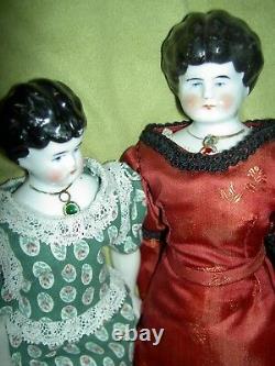 Pretty antique china head doll with imbeded Jeweled necklace by Hertwig, Germany