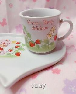 RARE 1983 VINTAGE STRAWBERRY SHORTCAKE PORCELAIN Cup And Tray Set So CUTE