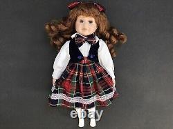 RARE ANTIQUE OOAK Porcelain Bisque Doll Collectible Tartan Plaid Check Uniform