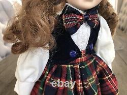 RARE ANTIQUE OOAK Porcelain Bisque Doll Collectible Tartan Plaid Check Uniform