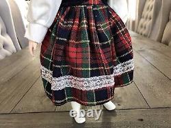 RARE ANTIQUE OOAK Porcelain Bisque Doll Collectible Tartan Plaid Check Uniform