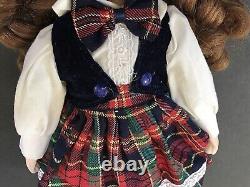 RARE ANTIQUE OOAK Porcelain Bisque Doll Collectible Tartan Plaid Check Uniform