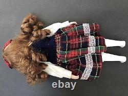 RARE ANTIQUE OOAK Porcelain Bisque Doll Collectible Tartan Plaid Check Uniform