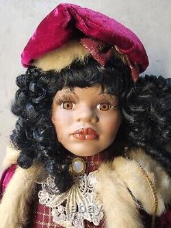 RARE African American Fine Bisque Porcelain Doll 28 Fur Lined cape leather boots