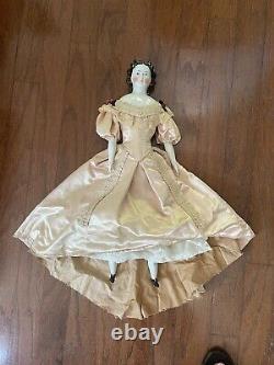 RARE! Antique 1860s Porcelain Doll 24# With Silk Dress