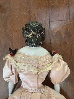 RARE! Antique 1860s Porcelain Doll 24# With Silk Dress