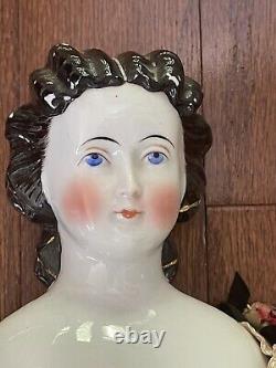 RARE! Antique 1860s Porcelain Doll 24# With Silk Dress