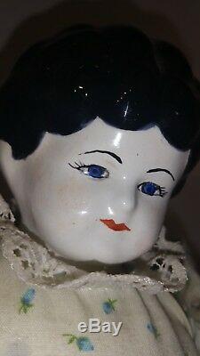 RARE Vintage Antique German Glazed Porcelain China Doll Hertwig NEAR Mint 14
