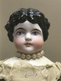 RARE Vintage Antique German Glazed Porcelain China Doll Hertwig NEAR Mint 21