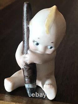 RARE Vintage Signed ROSE O'NEILL PORCELAIN BISQUE KEWPIE DOLL w FOUNTAIN PEN