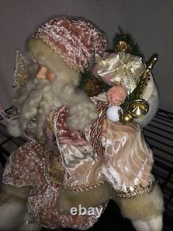 RARELarge Vintage Sitting Pink/White Santa Claus Doll Porcelain Face