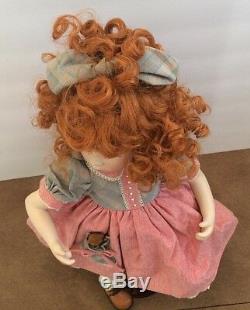 RF Kollektion Porcelain Germany Doll with Stand 18 Red Hair Vintage 17989/2000