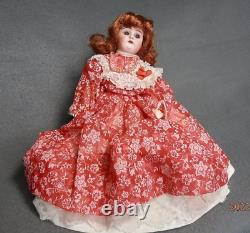 Rare, Antique Bisque Porcelain Doll in Vintage Dress, 11 Movable Body Joints