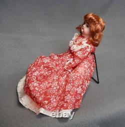 Rare, Antique Bisque Porcelain Doll in Vintage Dress, 11 Movable Body Joints