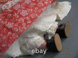 Rare, Antique Bisque Porcelain Doll in Vintage Dress, 11 Movable Body Joints