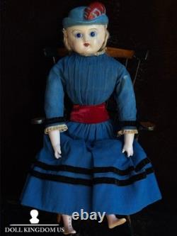 Rare Antique German 20 Wax Over Papier Mache Molded Hat Doll